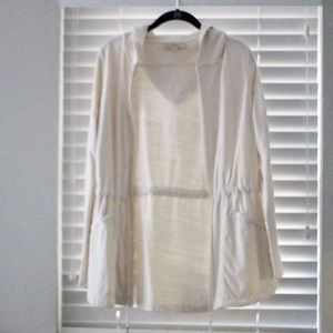 LOFT cream lightweight sweater with open front